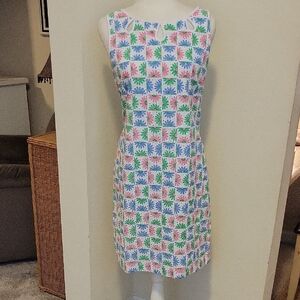 Talbots Colorful Eyelet Floral Dress Fully Lined.....Size 6